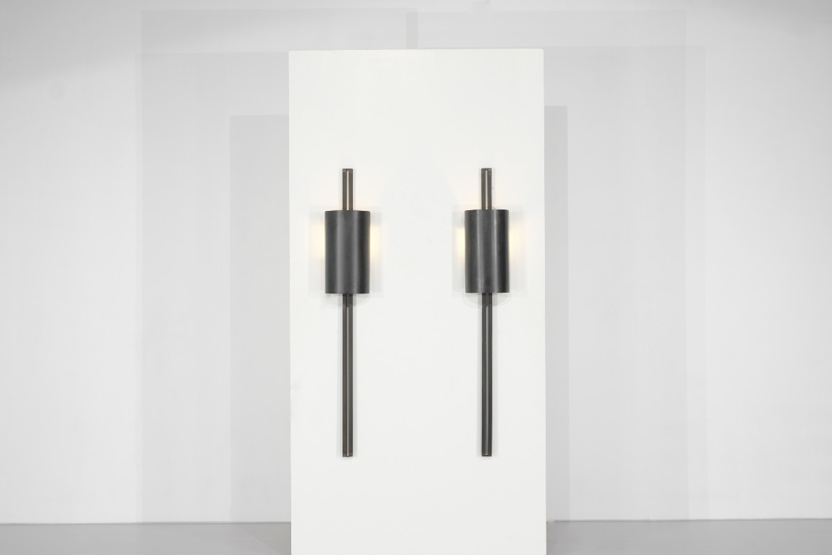 Pair Of "monza" Wall Lights By Franck Robichez For Dritsh, Paris, 1990s.
