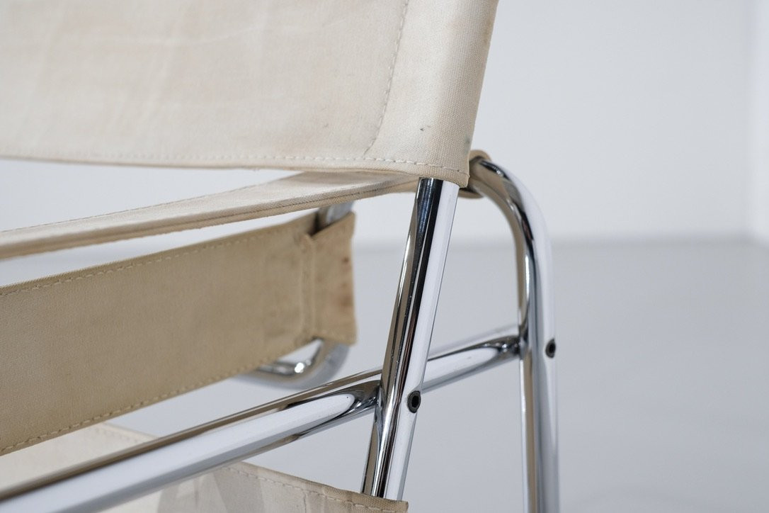 Fauteuil " B3 Wassily " en tissu par Marcel Breuer pour Gavina, années 1925.-photo-5