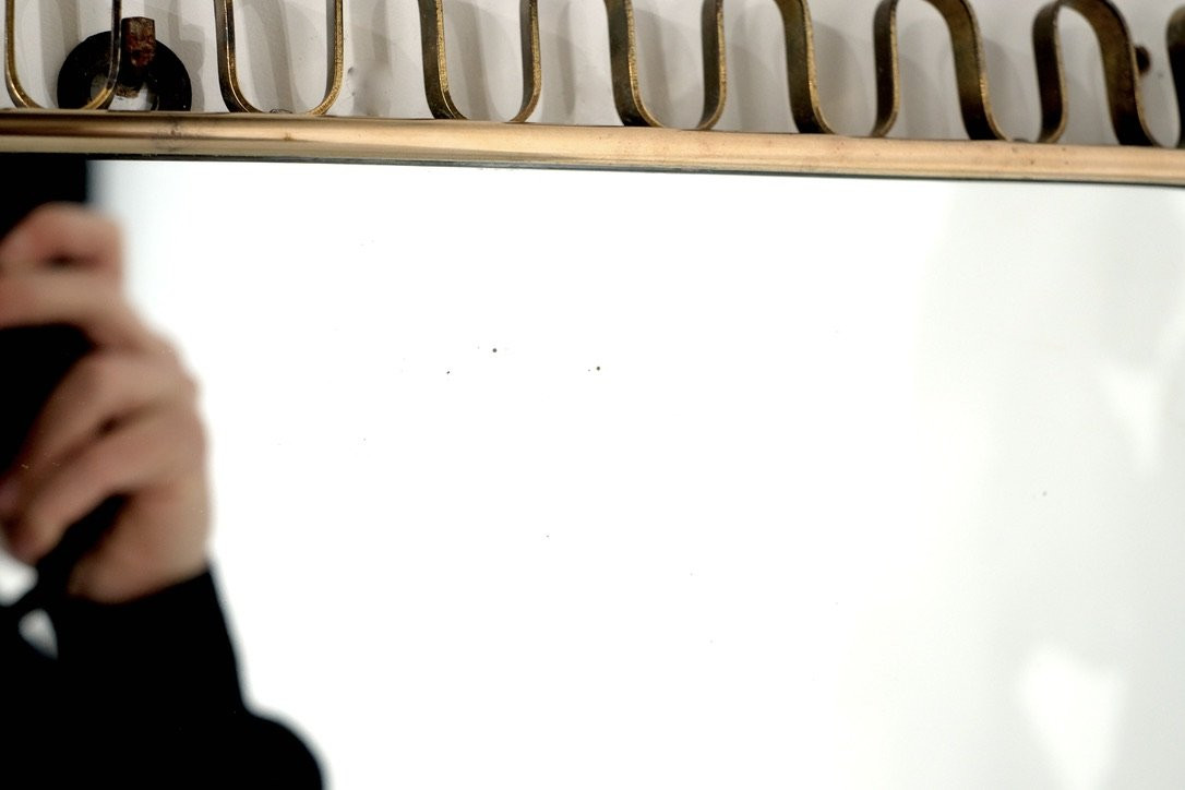 Brass Wall Mirror, Italy, 1950s.-photo-4