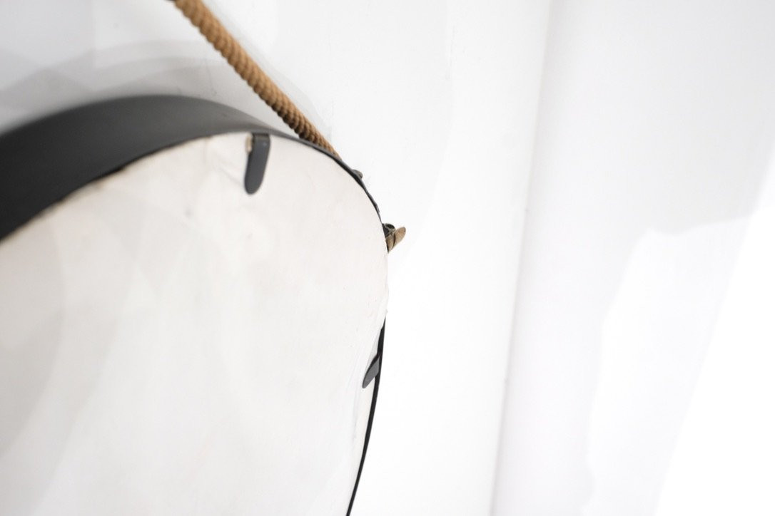 Vintage Round Steel Mirror, Italy, 1970s.-photo-6