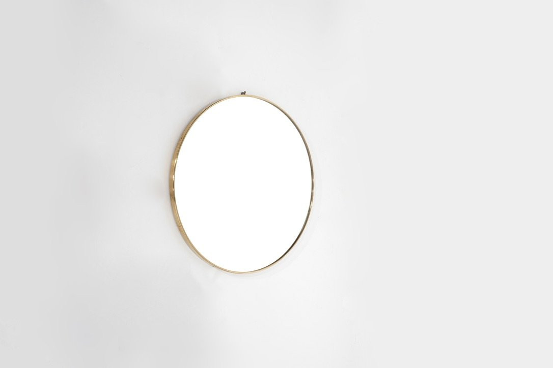 Vintage Brass Mirror, Italy, 1960s.-photo-2