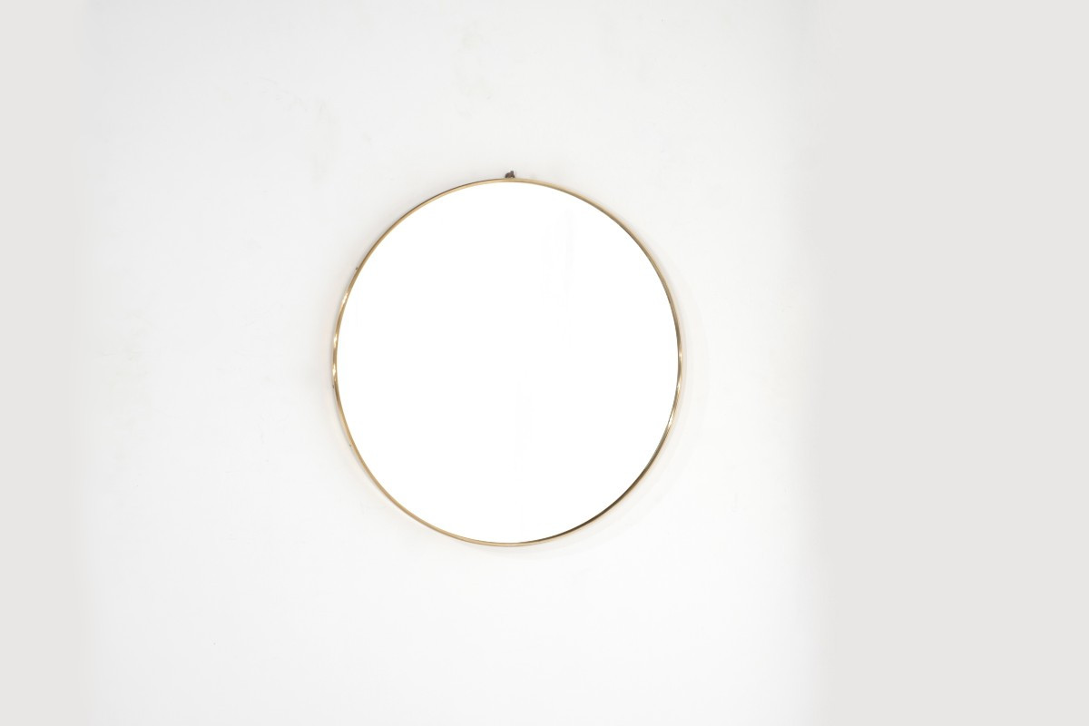 Vintage Brass Mirror, Italy, 1960s.