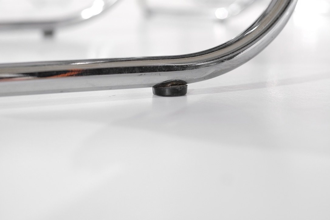 Série de 9 chaises pliantes chromées avec tissu des années 1970s .-photo-7