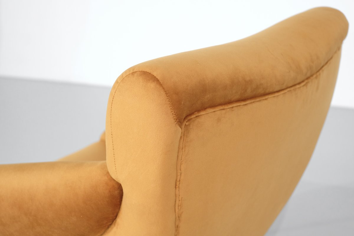 Paire de fauteuils en tissu, Italie, années 1960s.-photo-3