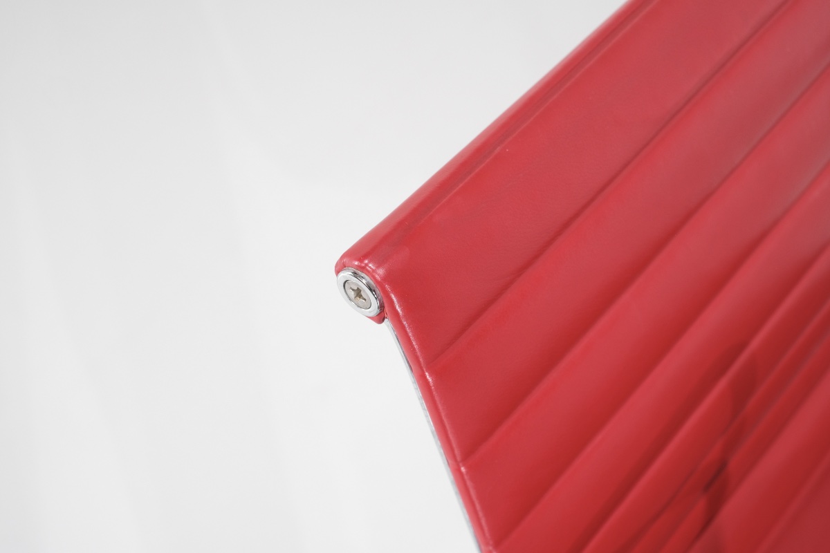 "ea 108" Armchair In Red Leather, Designed By Charles Ray Eames For Vitra, United States, 1969.-photo-1