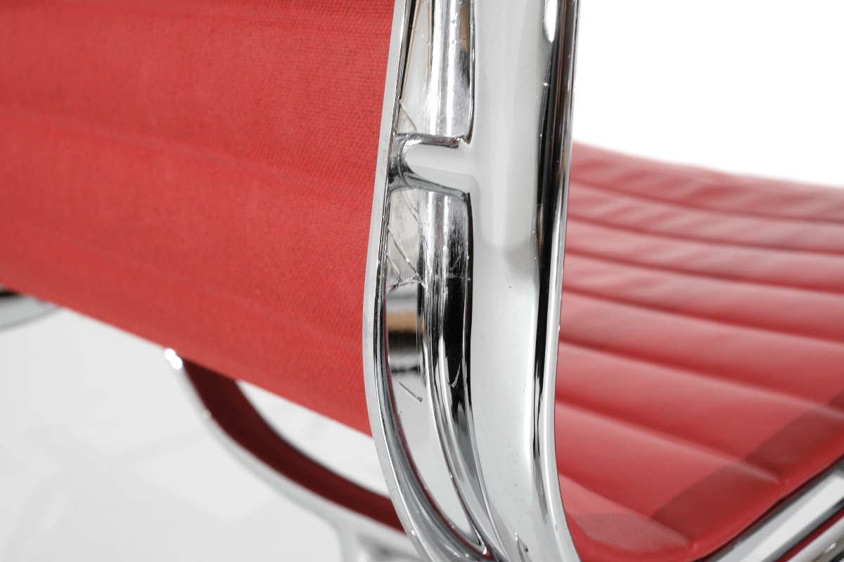 "ea 108" Armchair In Red Leather, Designed By Charles Ray Eames For Vitra, United States, 1969.-photo-7