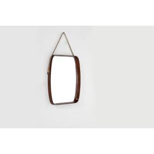 Vintage Rectangular Wooden Mirror, Italy, 1960s.