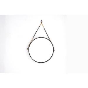 Vintage Round Steel Mirror, Italy, 1970s.