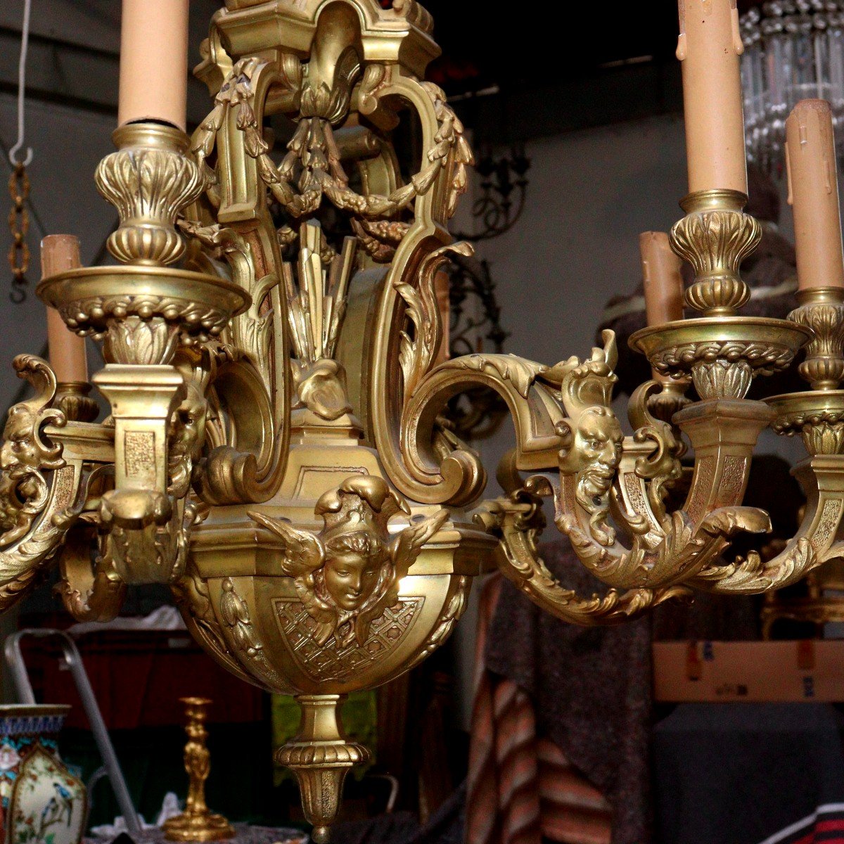 Lustre dit "Mazarin" en bronze doré d'après André-Charles Boulle, Fin du XIXème Siècle -photo-4