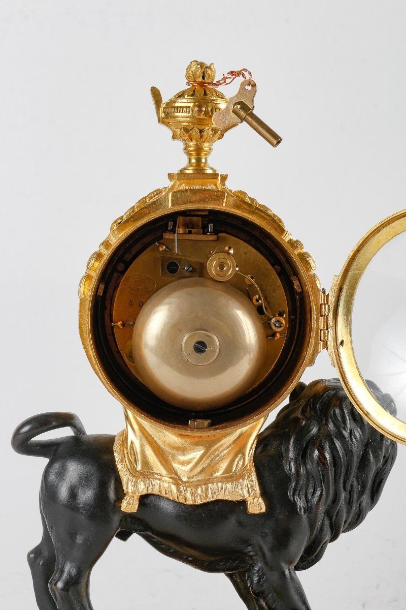 "the Peaceful Lion" A Very Fine Louis XVI Style Clock "au Lion" End Of 19th Century-photo-4