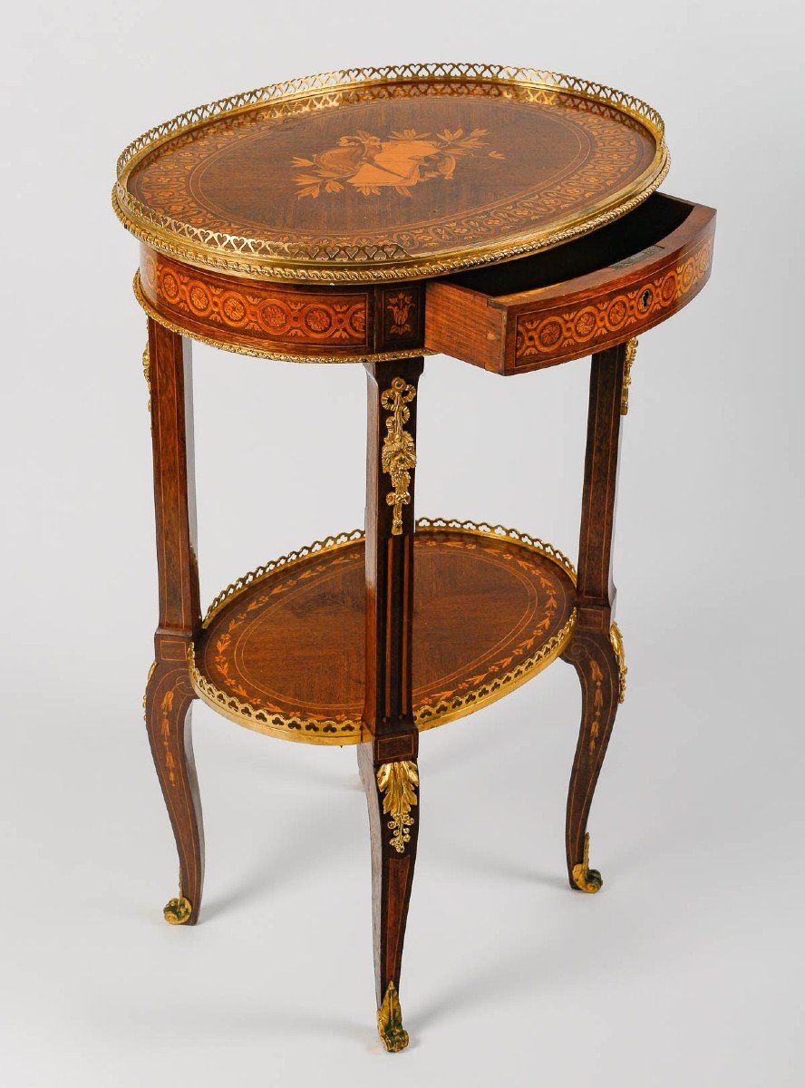 A French 19th Century Louis XVI Style Parquetery Side Table -photo-2