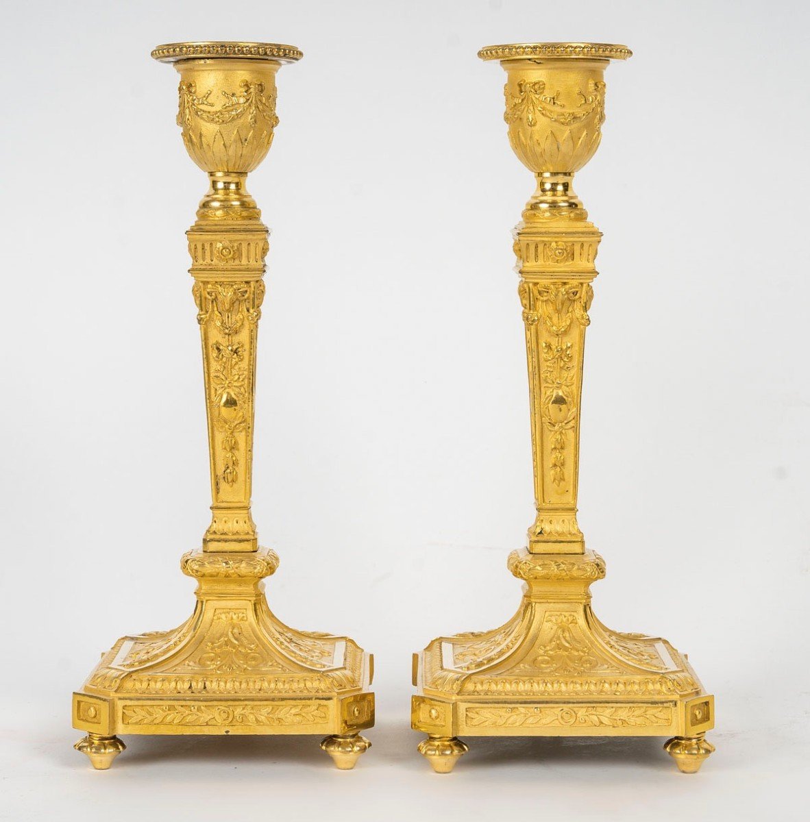 Paire de Bougeoirs Napoléon III de Style Louis XVI-photo-2