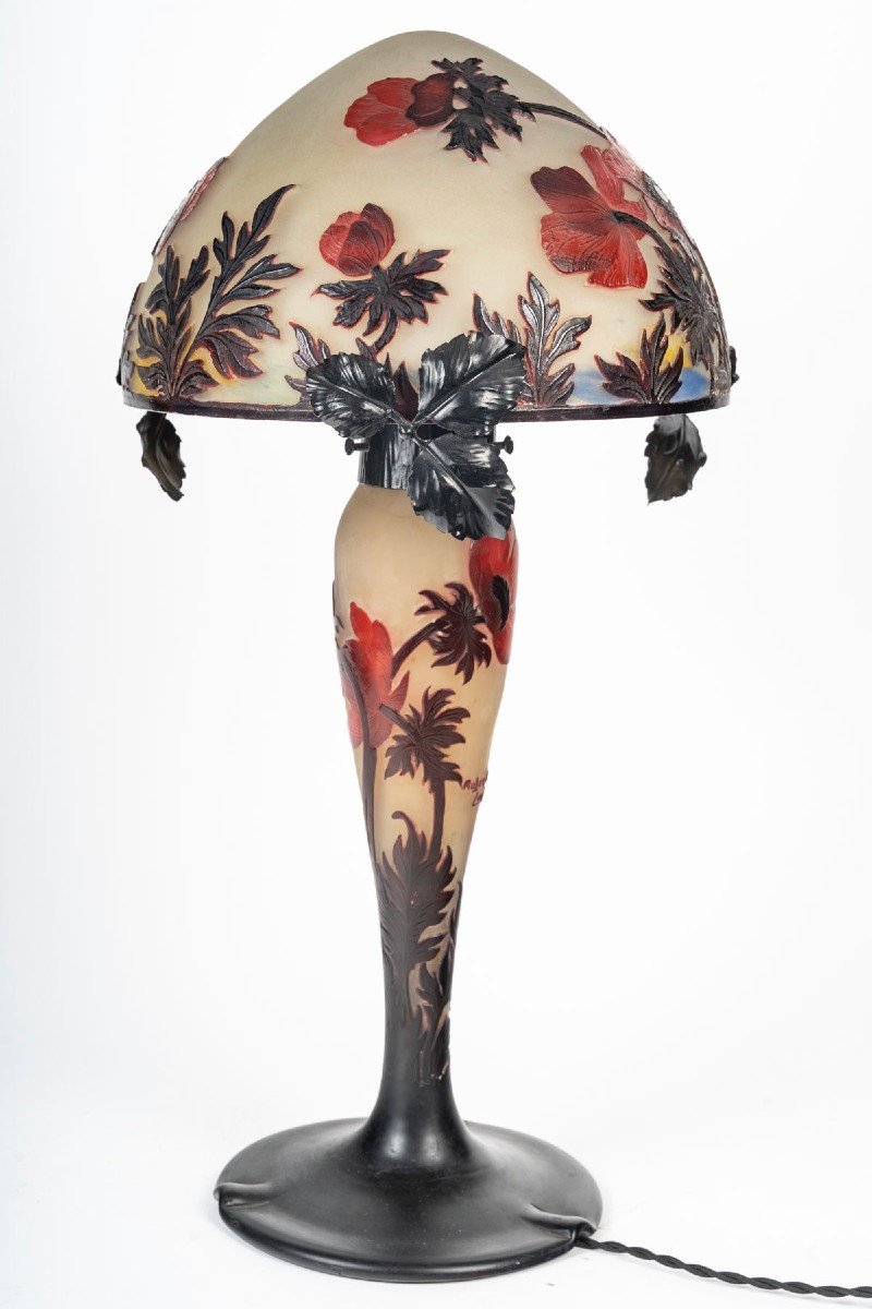 Muller Frères, Lunéville, Lampe « Anémones » Circa 1920-photo-4