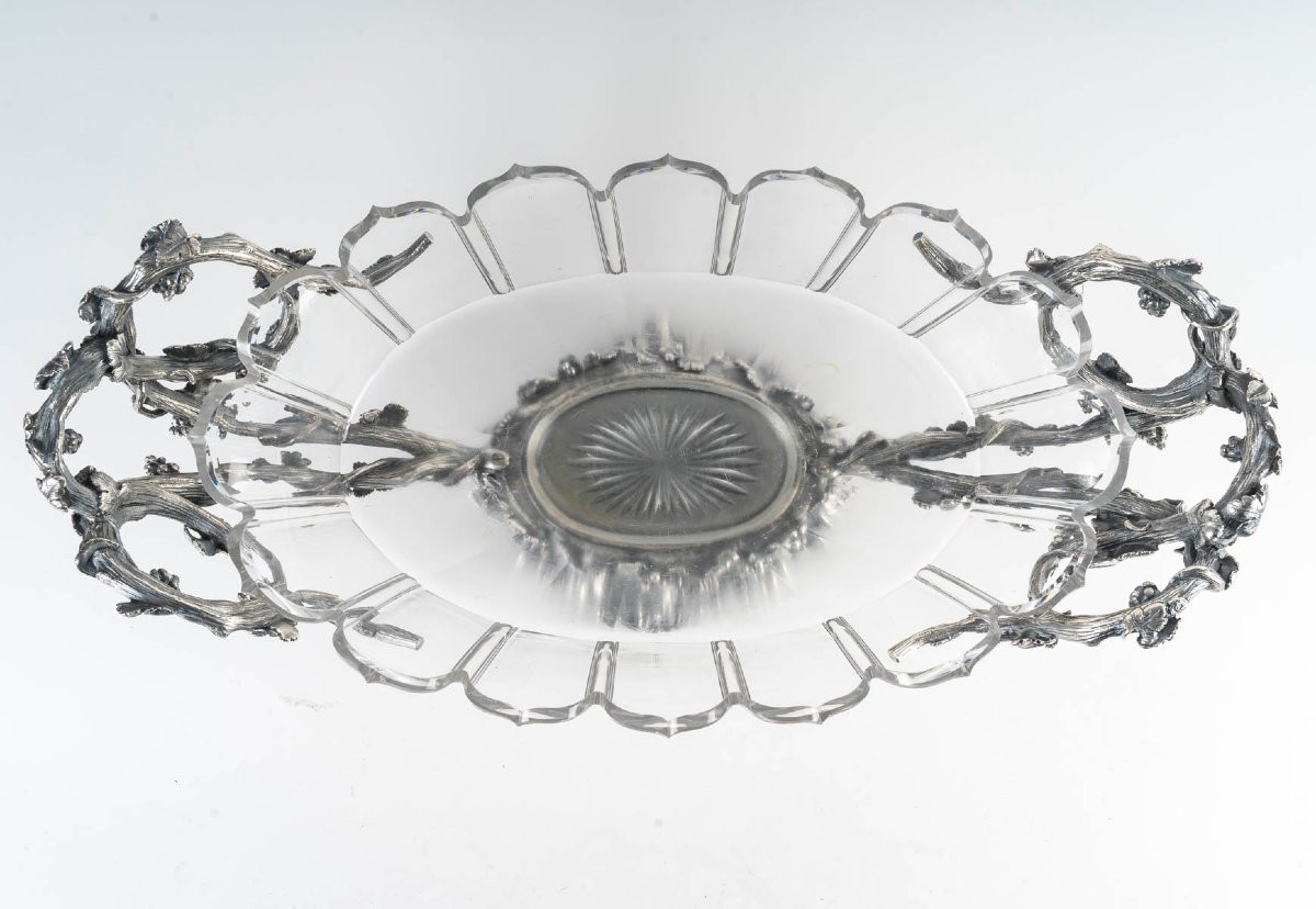 Grand Centre de Table en bronze argenté et cristal de Baccarat,, circa 1880-photo-3