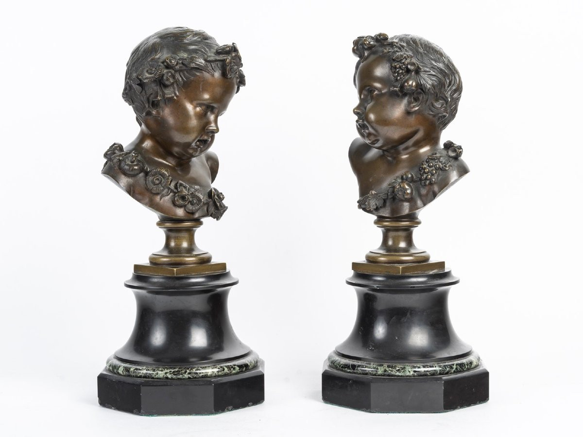 "les Enfants De Bacchus" A French 19th Century Pair Of Bronze Putti-photo-2