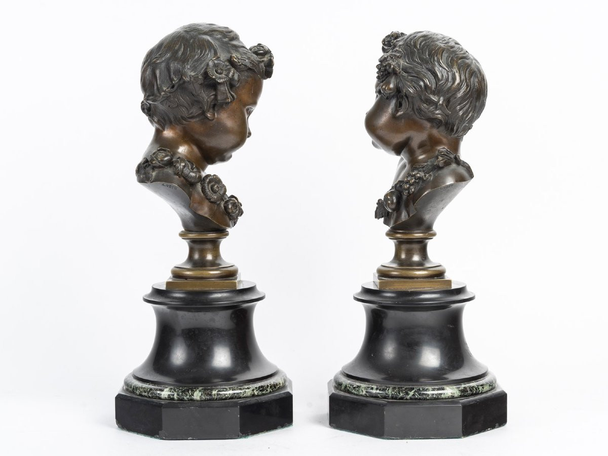"les Enfants De Bacchus" A French 19th Century Pair Of Bronze Putti-photo-3