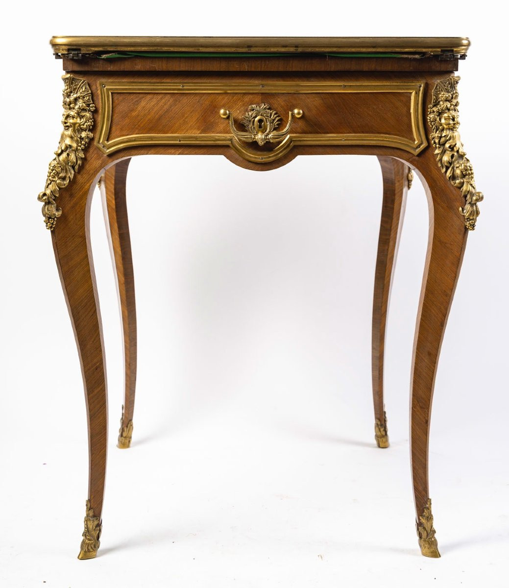  Table à jeux "Mouchoir" de Style Louis XV par Sormani Paris, circa 1880-photo-2