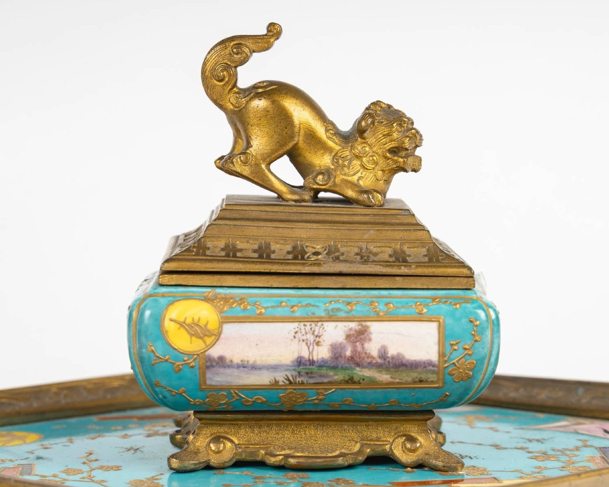 Rare encrier de Style Japonisant, attribué à l'Escalier de Cristal, France, circa 1870-photo-2