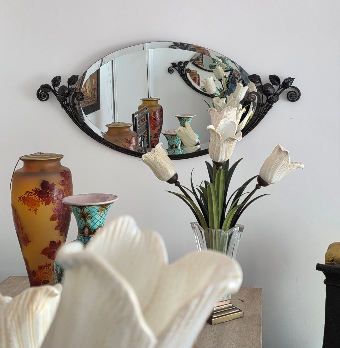 Paire de miroirs Art Déco en Fer Forgé, circa 1925-photo-3