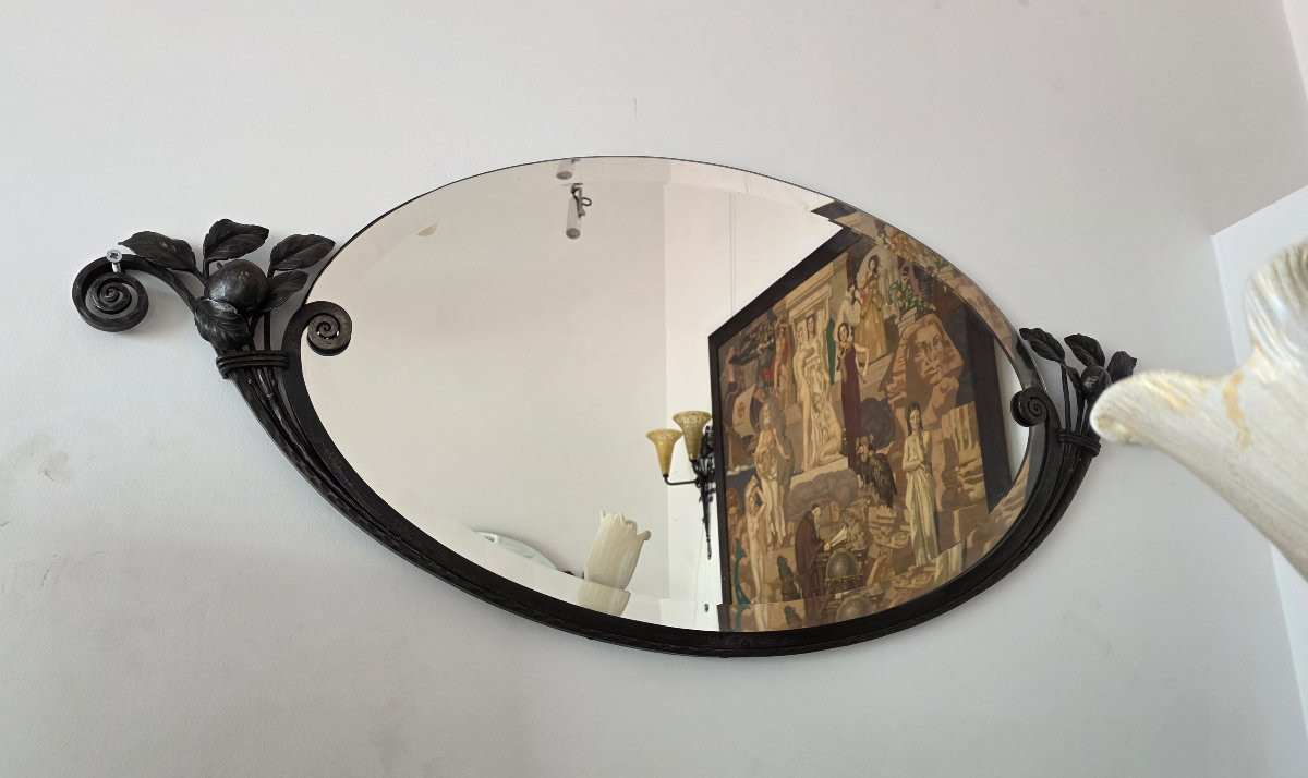 Paire de miroirs Art Déco en Fer Forgé, circa 1925-photo-1