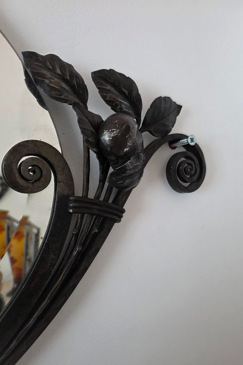 Paire de miroirs Art Déco en Fer Forgé, circa 1925-photo-3