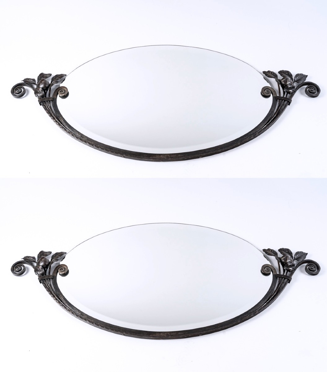 Paire de miroirs Art Déco en Fer Forgé, circa 1925