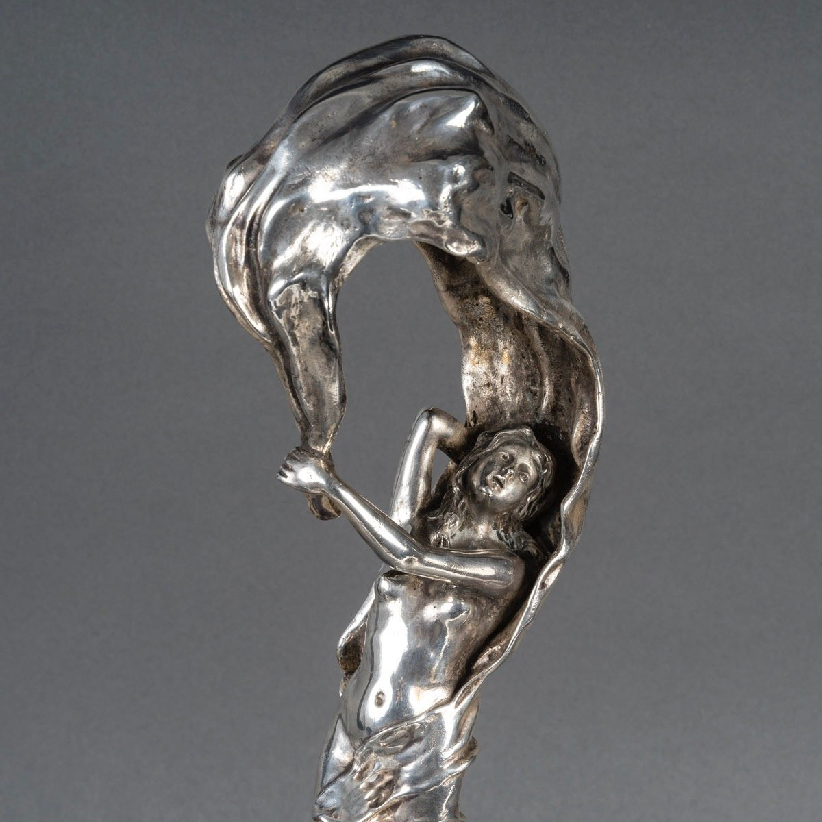 Fernand Ouillon-Carrere (1879-1959)  Loïe Fuller,  Veilleuse en bronze Art Nouveau circa 1905-photo-5