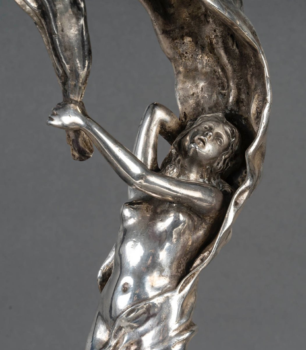 Fernand Ouillon-Carrere (1879-1959)  Loïe Fuller,  Veilleuse en bronze Art Nouveau circa 1905-photo-6