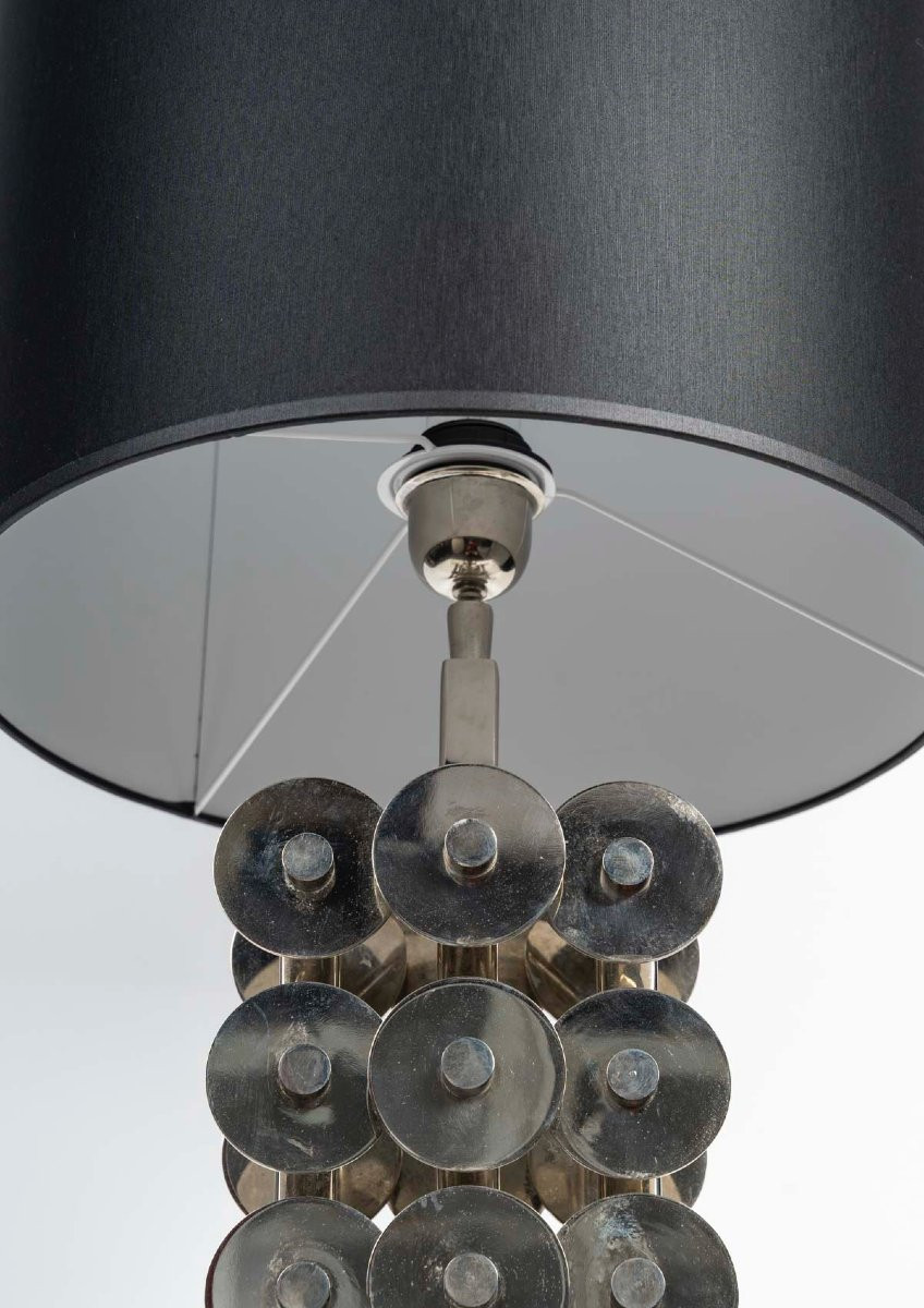 1970’s Luxurious Chromed Vintage Table Lamp-photo-4