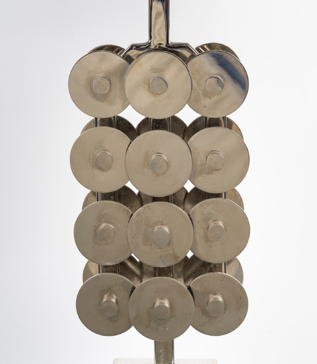 1970’s Luxurious Chromed Vintage Table Lamp-photo-2