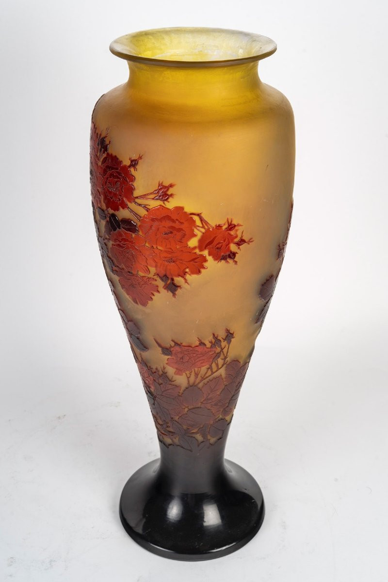 Émile Gallé (1846-1904) Vase Roses circa 1910-photo-3