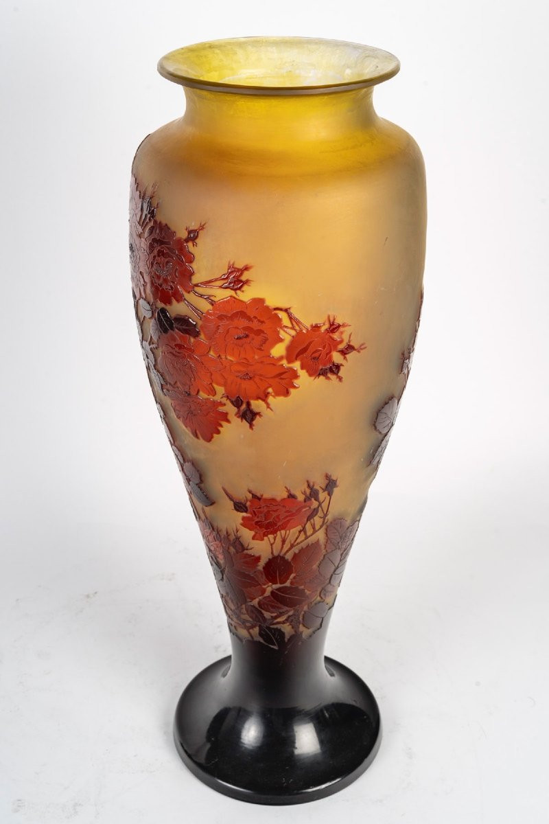Émile Gallé (1846-1904) Vase Roses circa 1910-photo-4