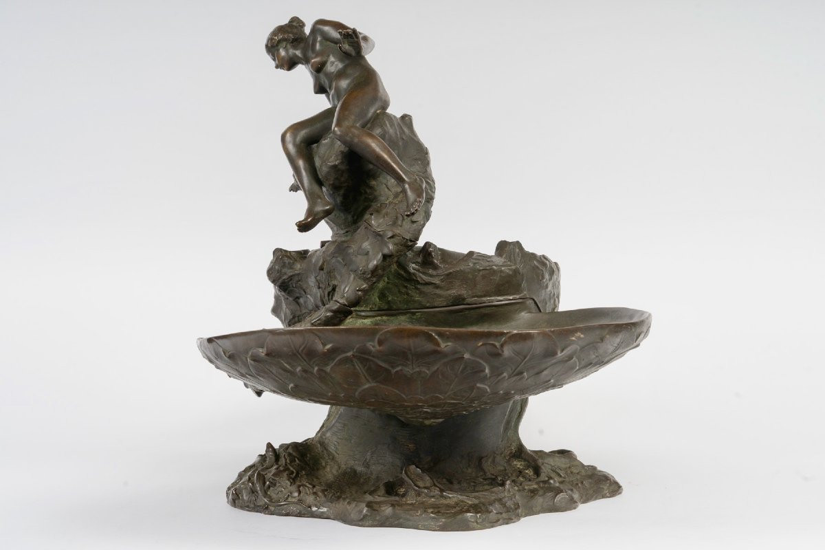  Auguste Ledru (french, 1860-1902)  Naïade Bronze Centerpiece Circa 1895-photo-3