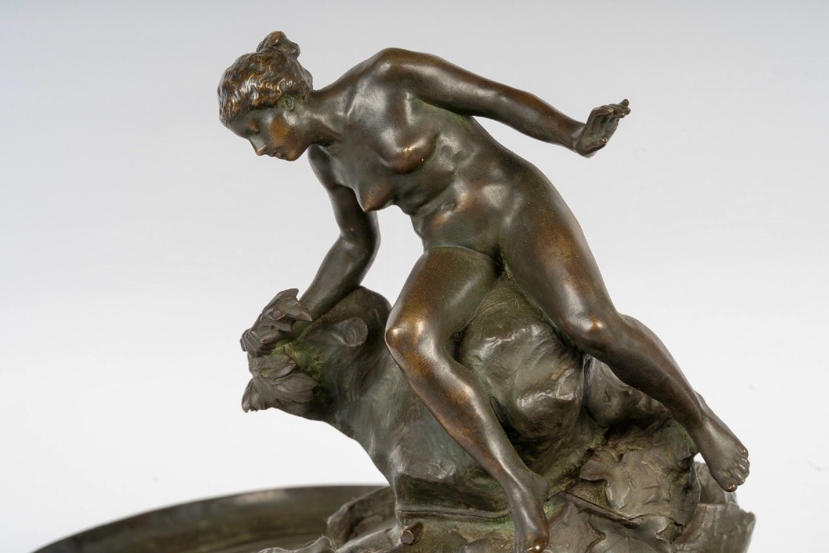  Auguste Ledru (french, 1860-1902)  Naïade Bronze Centerpiece Circa 1895-photo-2