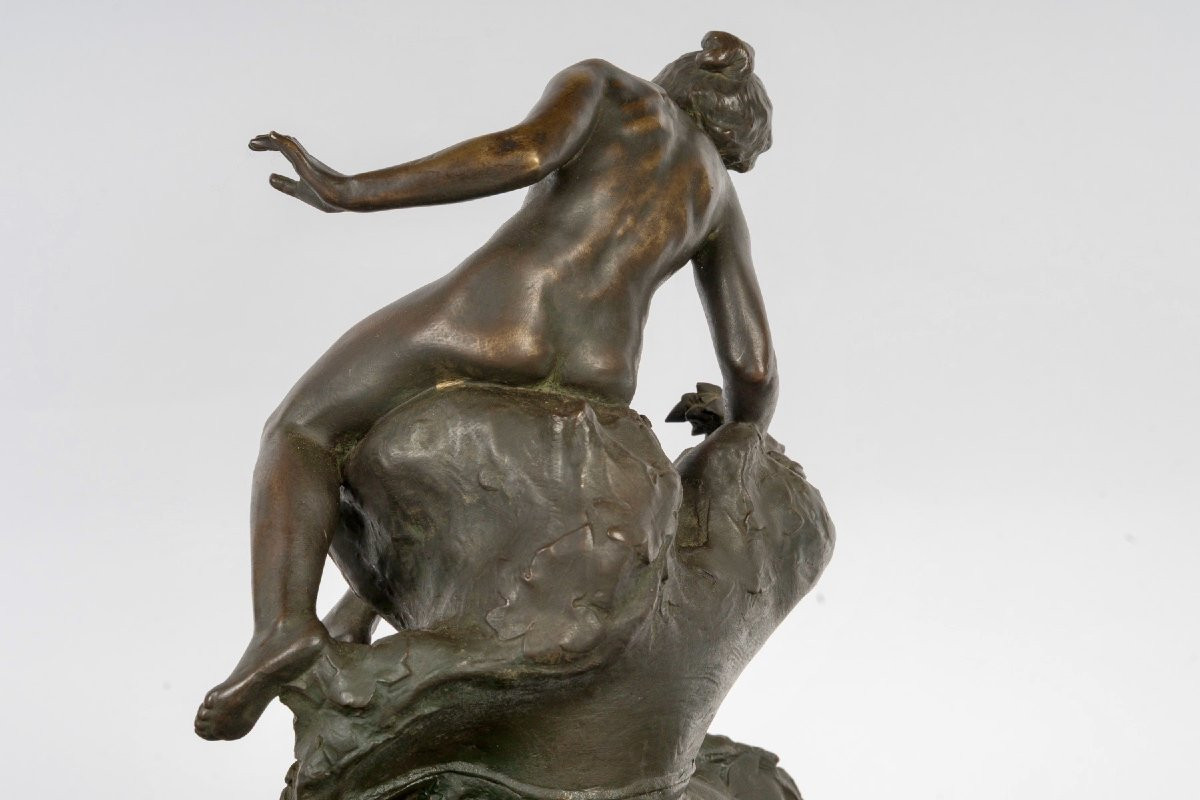  Auguste Ledru (french, 1860-1902)  Naïade Bronze Centerpiece Circa 1895-photo-3