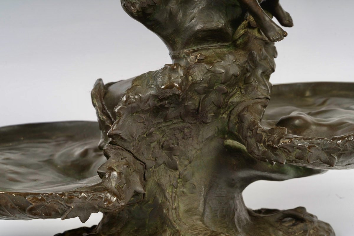  Auguste Ledru (french, 1860-1902)  Naïade Bronze Centerpiece Circa 1895-photo-4