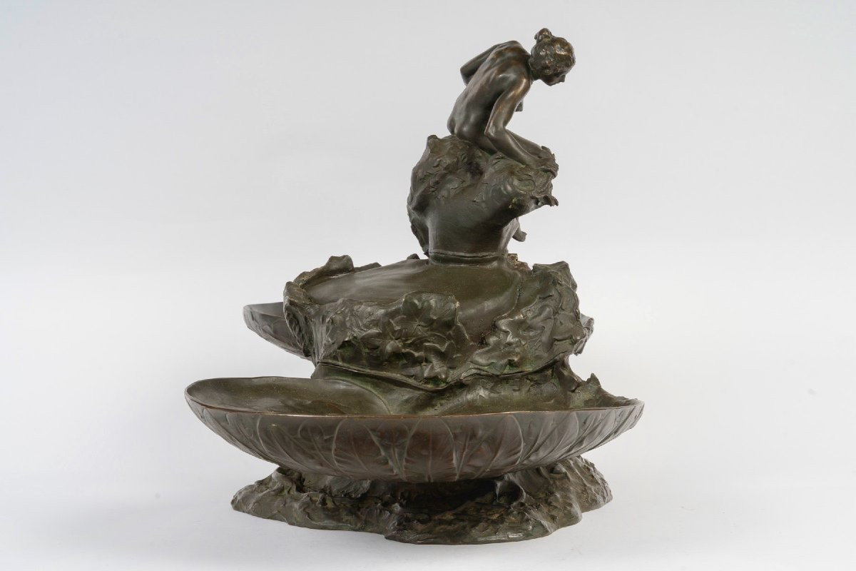  Auguste Ledru (french, 1860-1902)  Naïade Bronze Centerpiece Circa 1895-photo-6