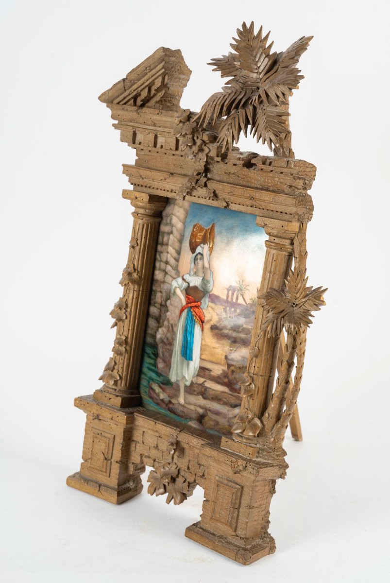 "the Water Carrier", Framed Enamel Plaque, Circa 1895-photo-4