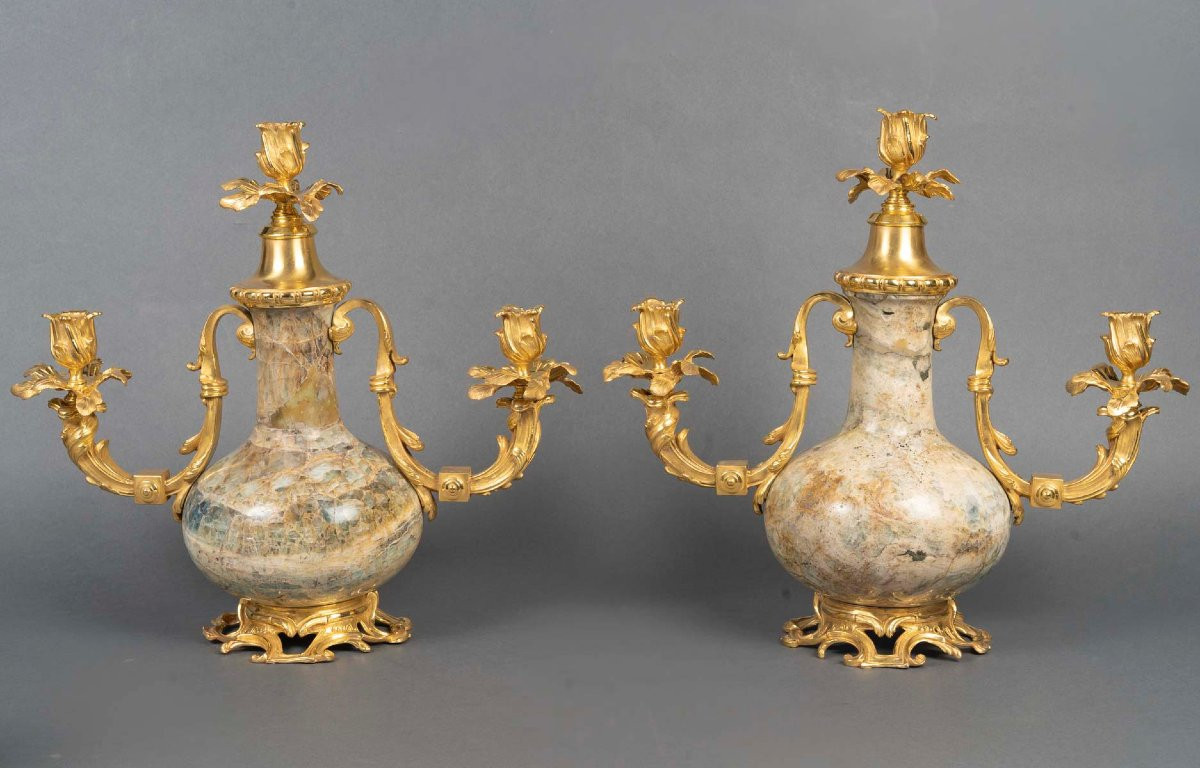 A 19th Century French Pair Of Ormolu-mounted Fluorite Spar Candelabras -photo-4