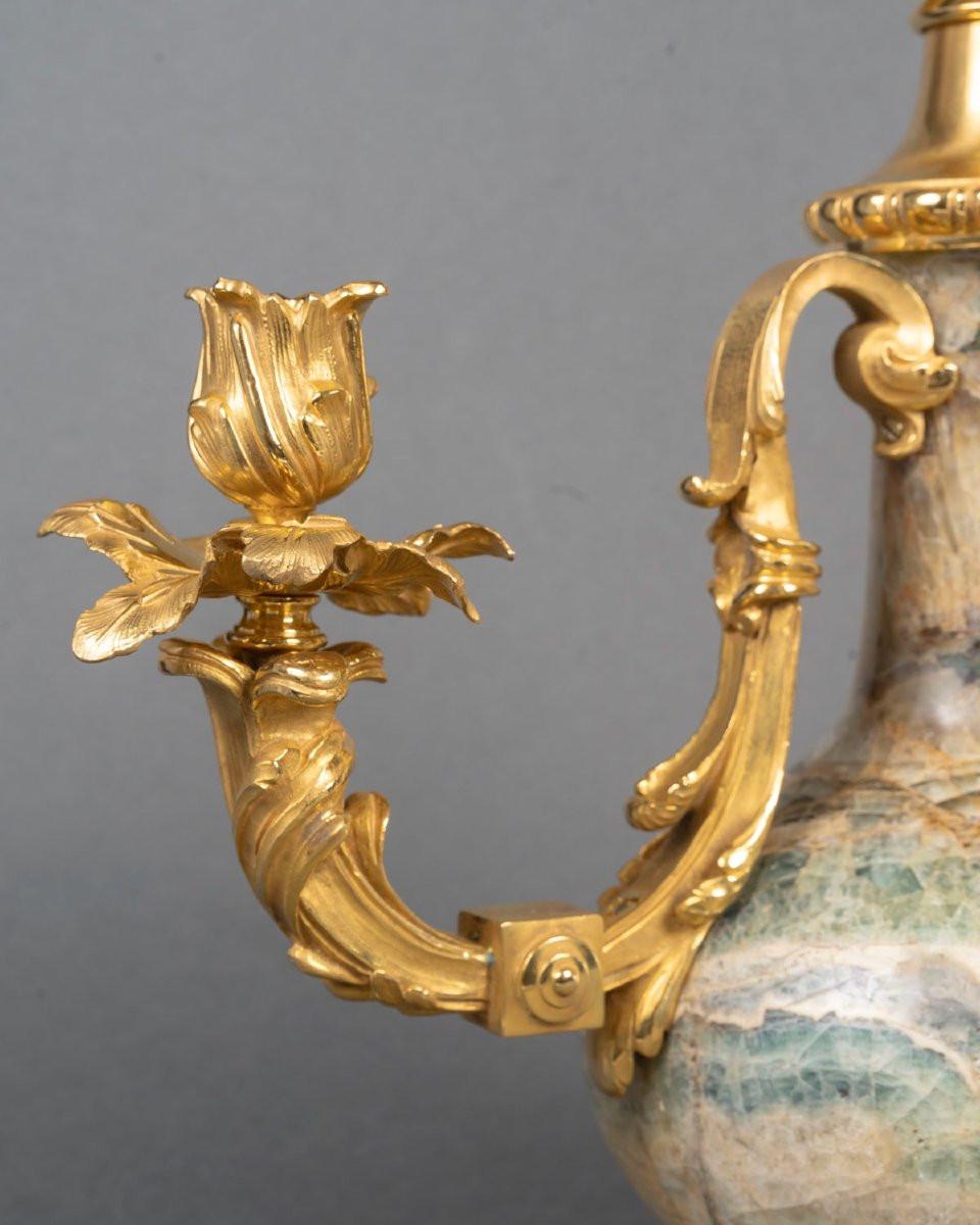 A 19th Century French Pair Of Ormolu-mounted Fluorite Spar Candelabras -photo-2