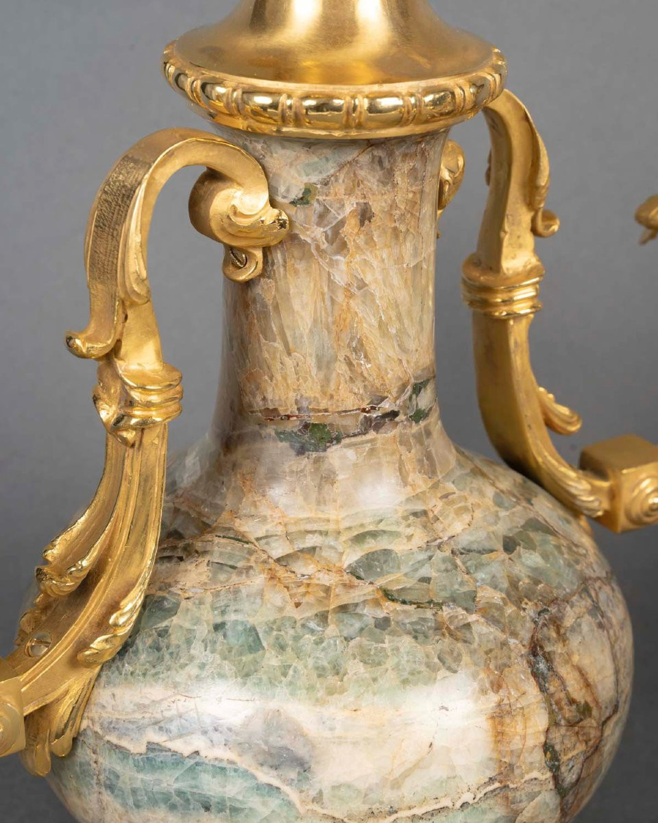 A 19th Century French Pair Of Ormolu-mounted Fluorite Spar Candelabras -photo-3