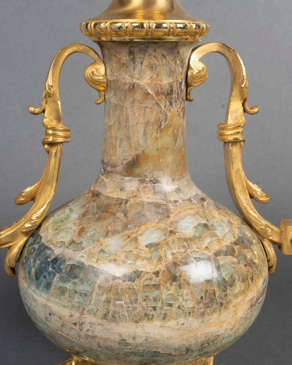 A 19th Century French Pair Of Ormolu-mounted Fluorite Spar Candelabras -photo-4