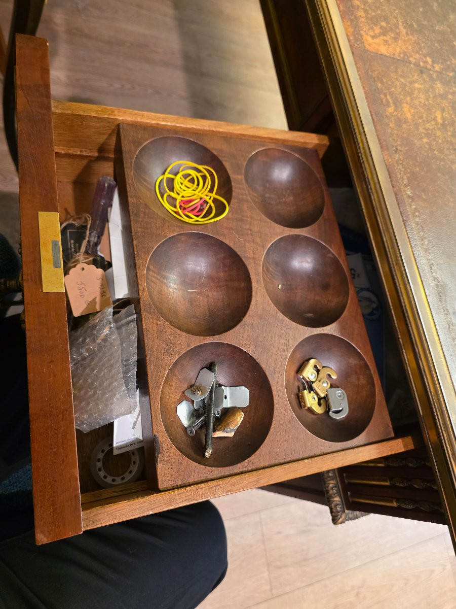 Bureau Plat Ministre et son Cartonnier, Style Louis XVI, circa 1880-photo-7