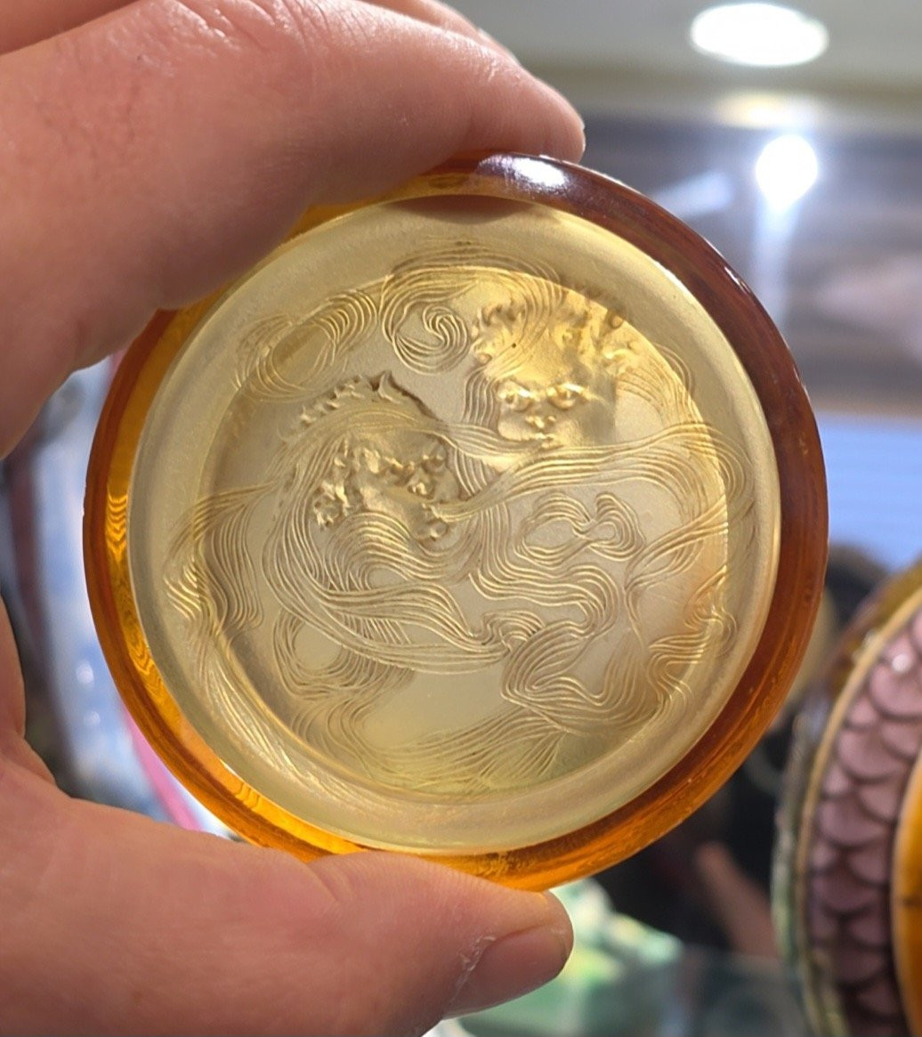 René Lalique (1860–1945),  Suite Of Five “deux Zéphirs” Ashtrays, 1913-photo-1