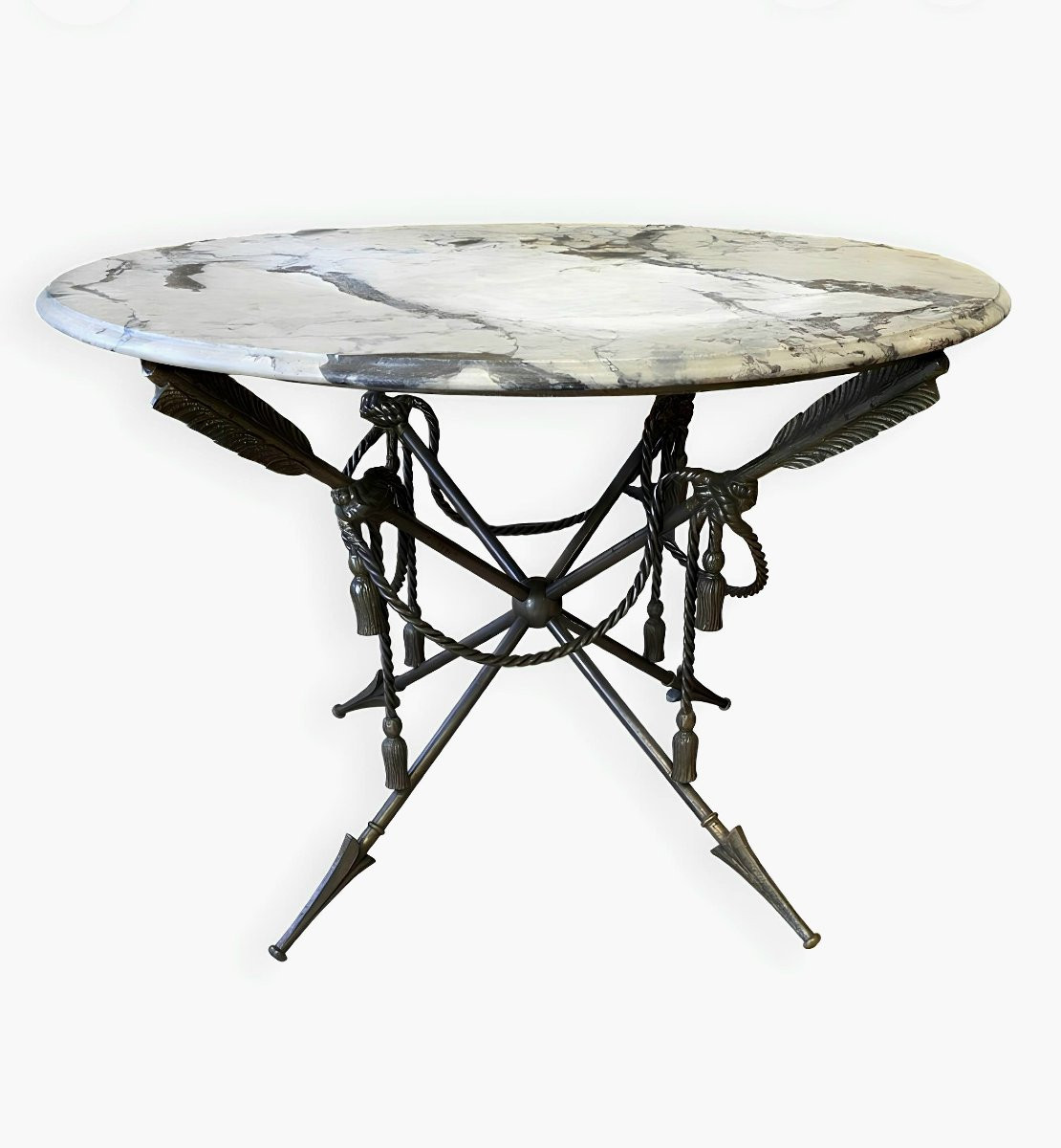 Large Neoclassical Bronze And Marble Center Table — Paris, Circa 1940-photo-2