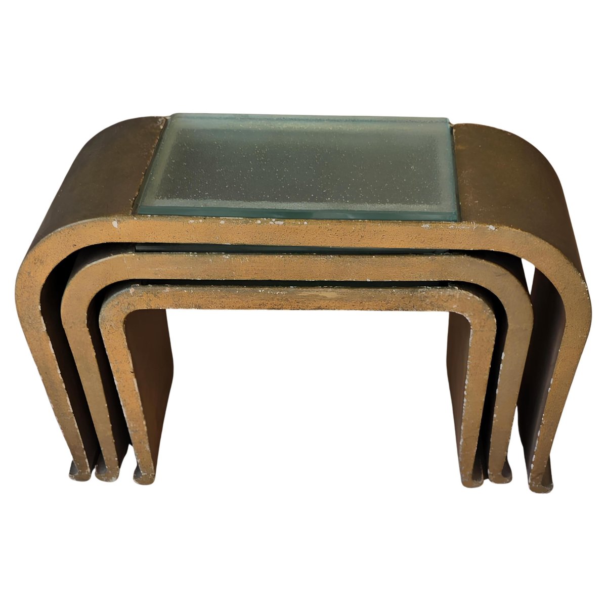 Sculptural Set Of Three Space Age Nesting Tables Glass By Saint-gobain France, Circa 1970-photo-1