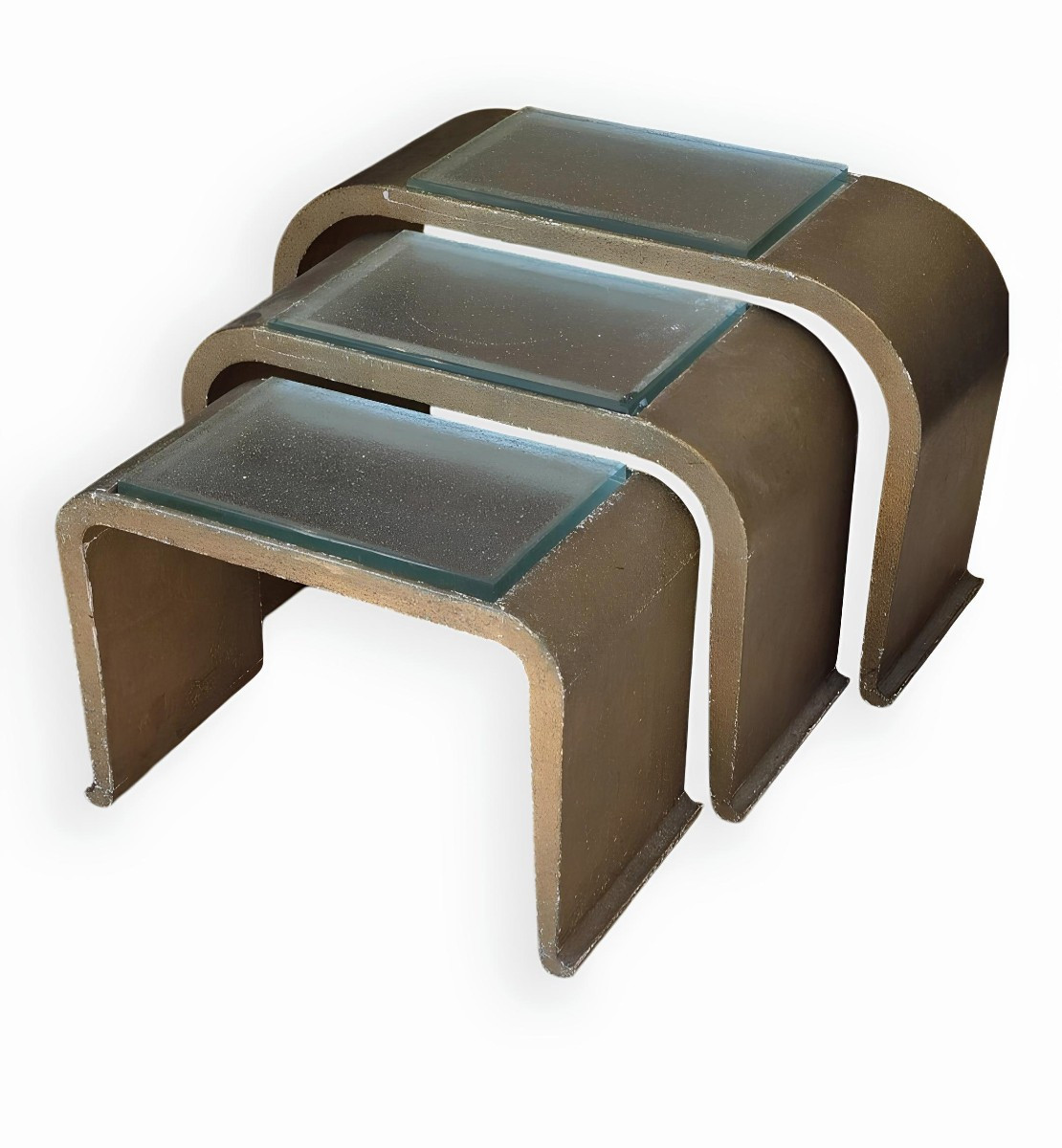 Sculptural Set Of Three Space Age Nesting Tables Glass By Saint-gobain France, Circa 1970