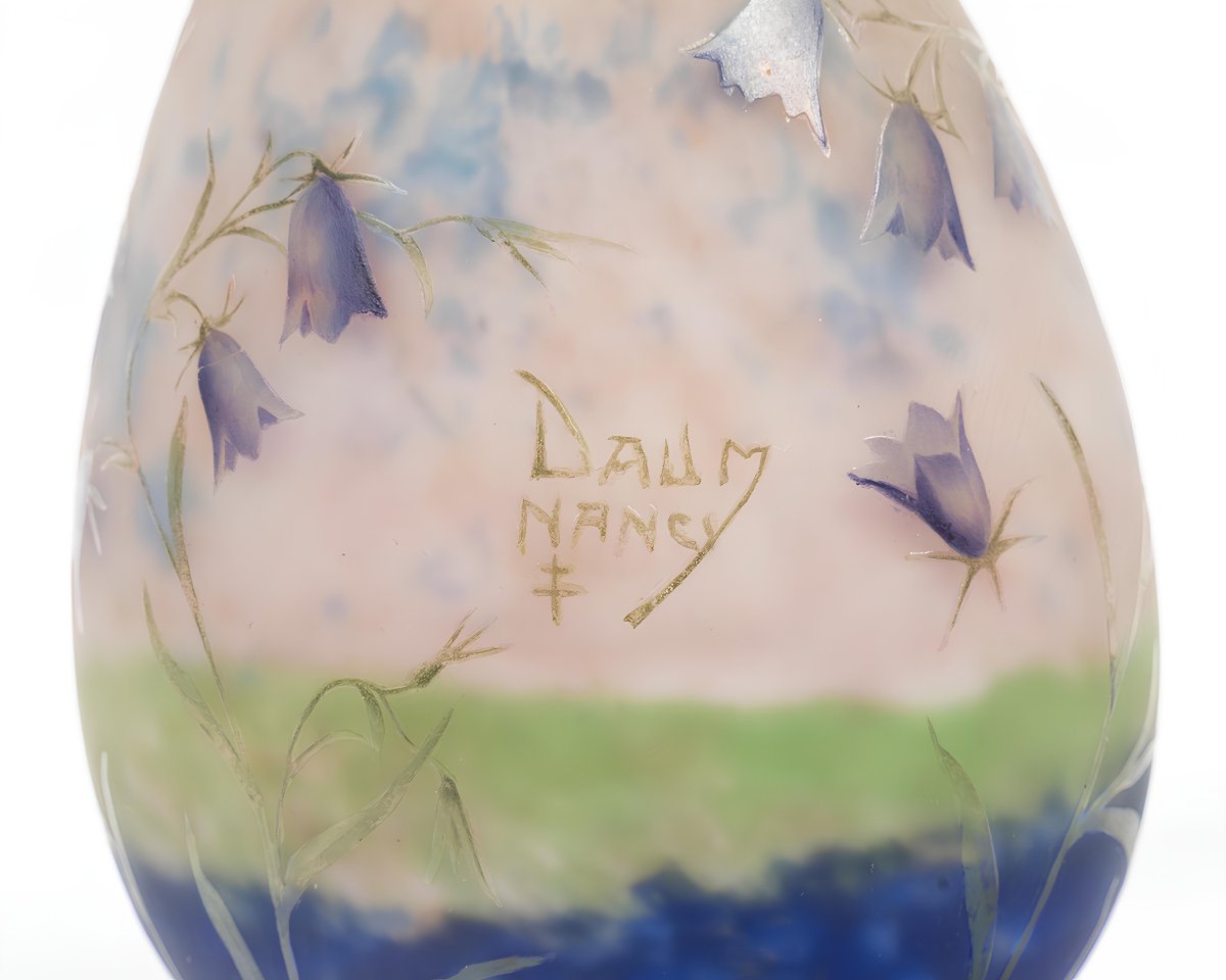 Daum Nancy, Vase Ovoïde aux Campanules Sauvages, Époque Art Nouveau, circa 1900-photo-7