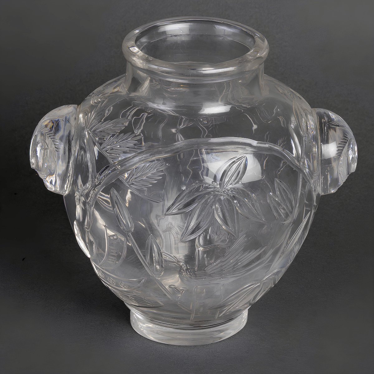 Japonisme Engraved Crystal Vase By Baccarat, Circa 1878-1890-photo-2