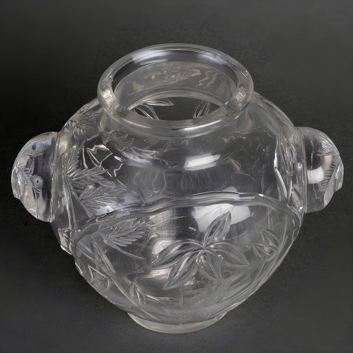Japonisme Engraved Crystal Vase By Baccarat, Circa 1878-1890-photo-4